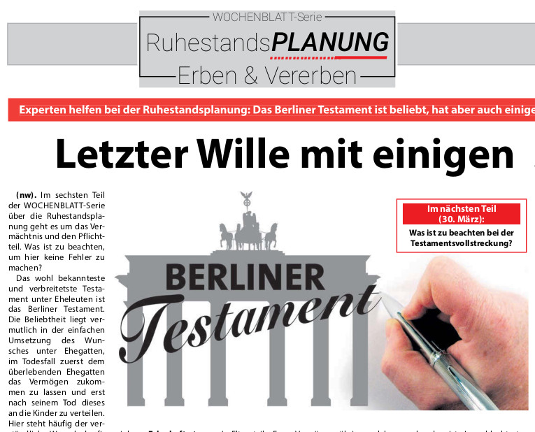 Letzter Wille mit einigen Schwächen